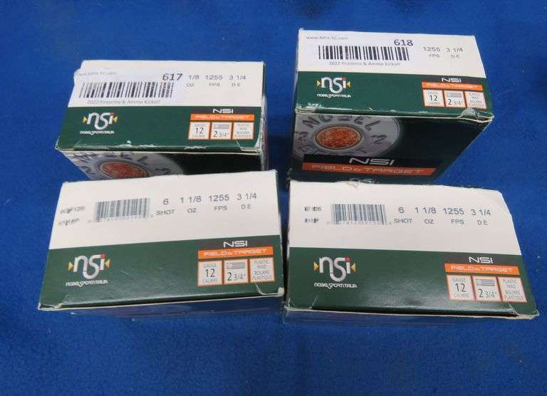 4 boxes of 25 Field & Target 6-shot 12-gauge rounds