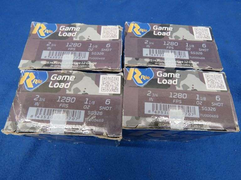 4 boxes of 25 Rio 6-shot 12 gauge rounds