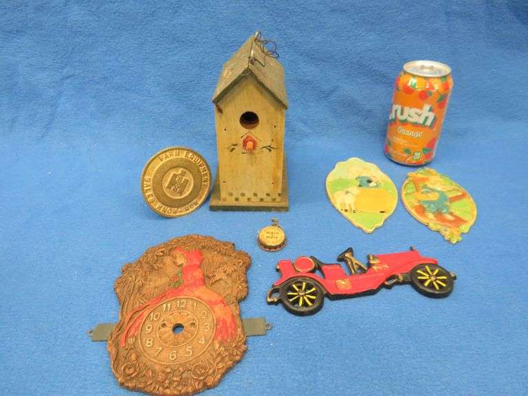 International Harvester salesman's award,  Nursery Rhyme plaques, and more