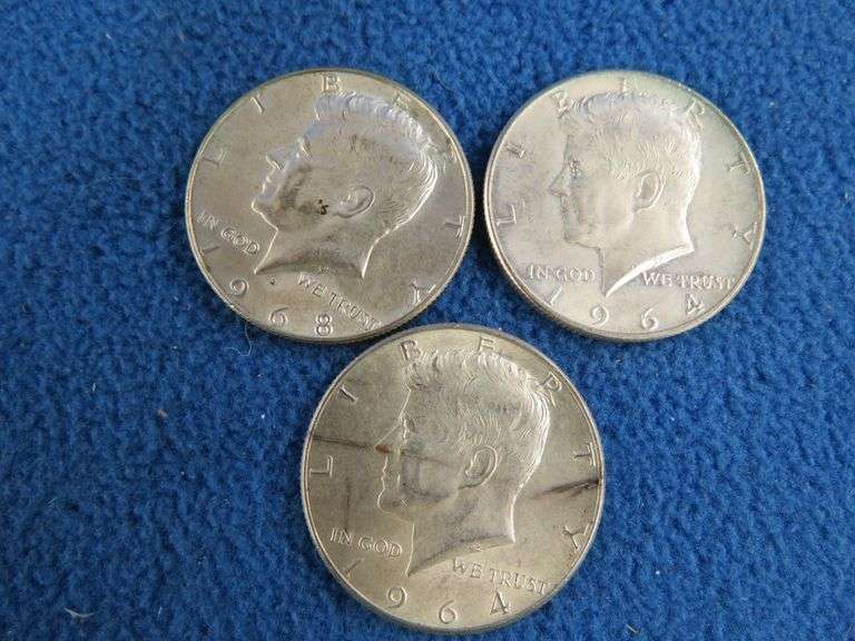 3 1964 Kennedy half-dollars