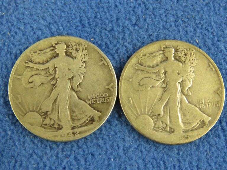 1942D and 1945D Walking Liberty half-dollars
