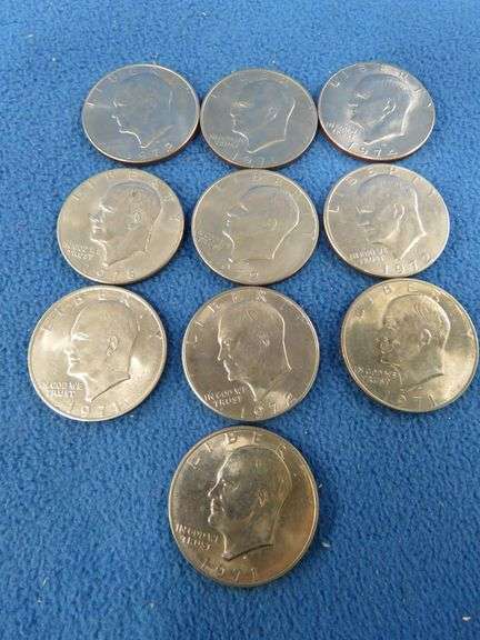 Ten  One-dollar Eisenhower coins