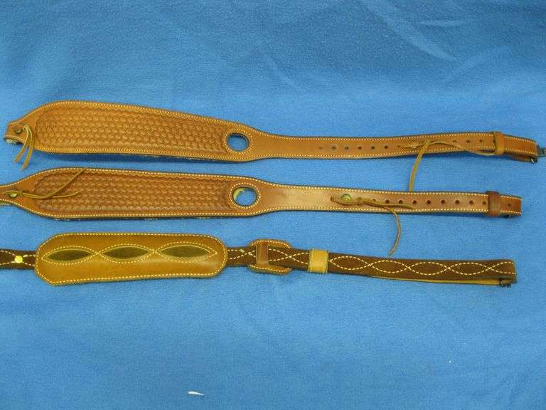 Three leather gun slings in very good condition