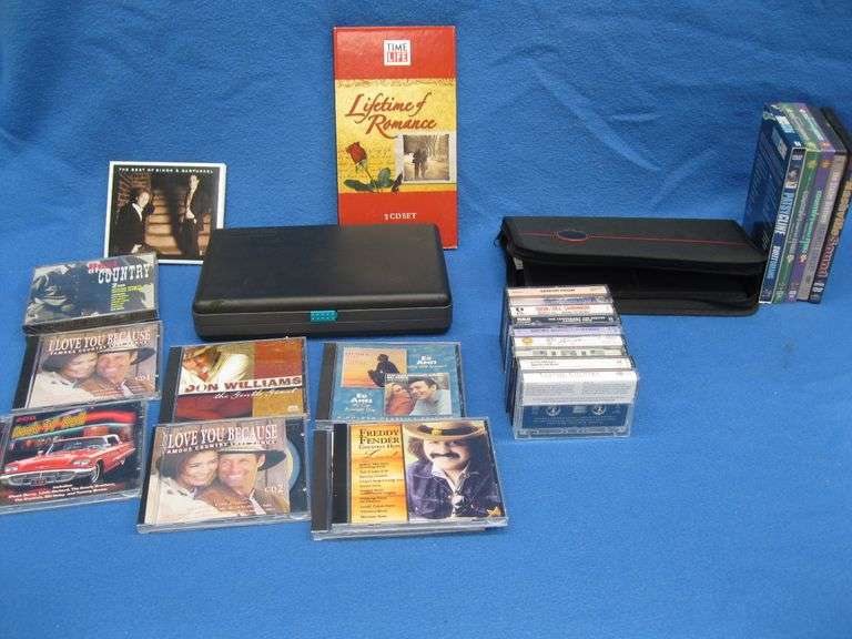 DVDs, cassettes, and CDs.