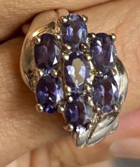 Silver and Purple gemstone ring