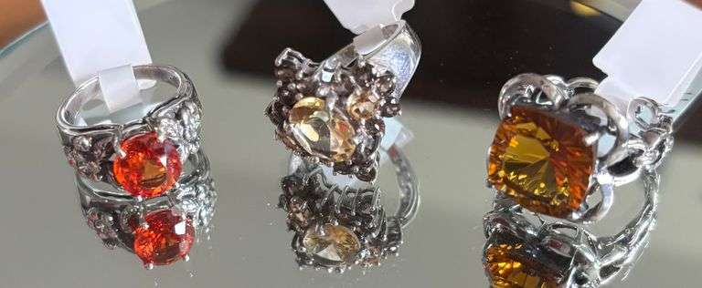 3 silver gem stone rings