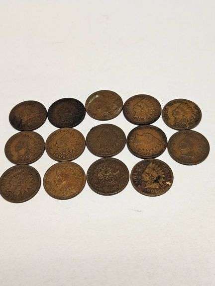 14 Indian Head One-Cent Coins, Various Years
