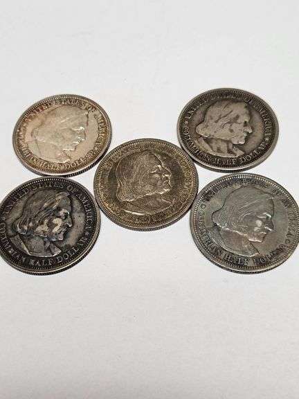 5 Columbian Exposition Half Dollars (1892-1893)