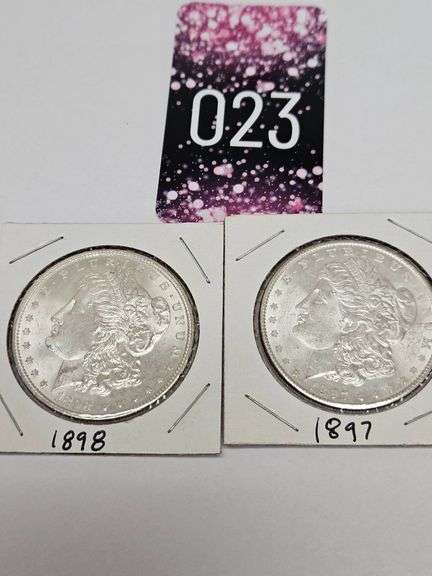 1897 and 1898 Morgan Silver Dollars in Holders