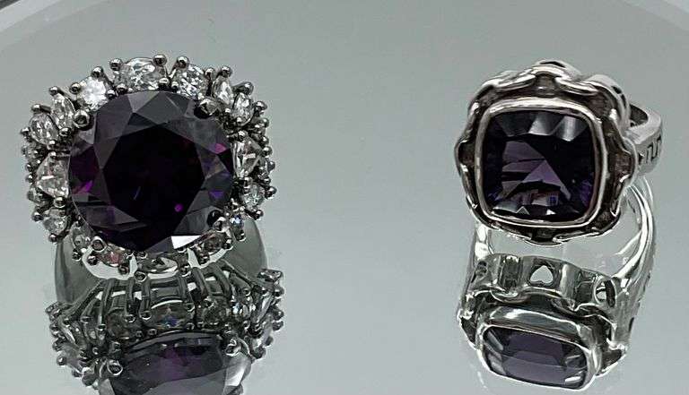 2 STERLING PURPLE FASHION RINGS