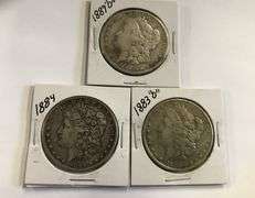 (3) MORGAN SILVER DOLLARS: 1883-O,1884, 1889-O