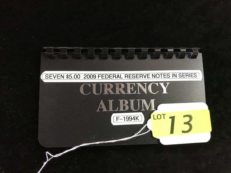 SEVEN $5.00 2009 FEDERAL RESERVE NOTES IN SERIES