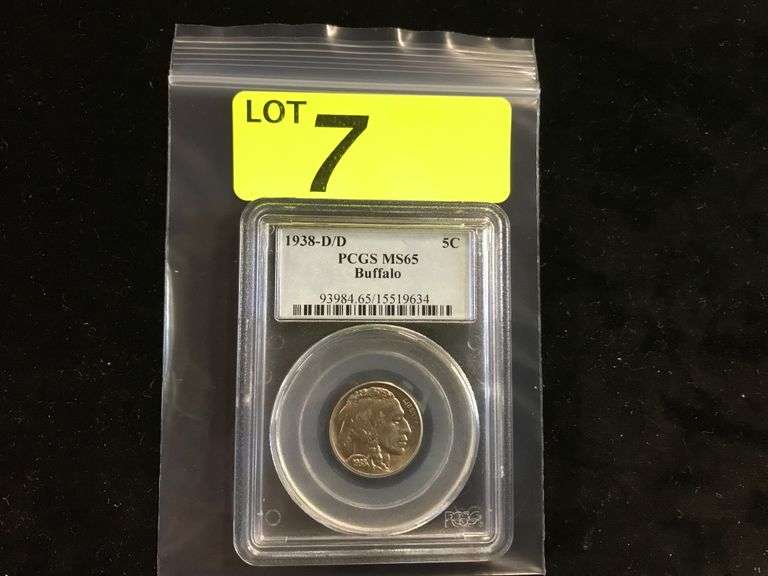 PCGS GRADED 1938-D/D MS65 BUFFALO NICKEL