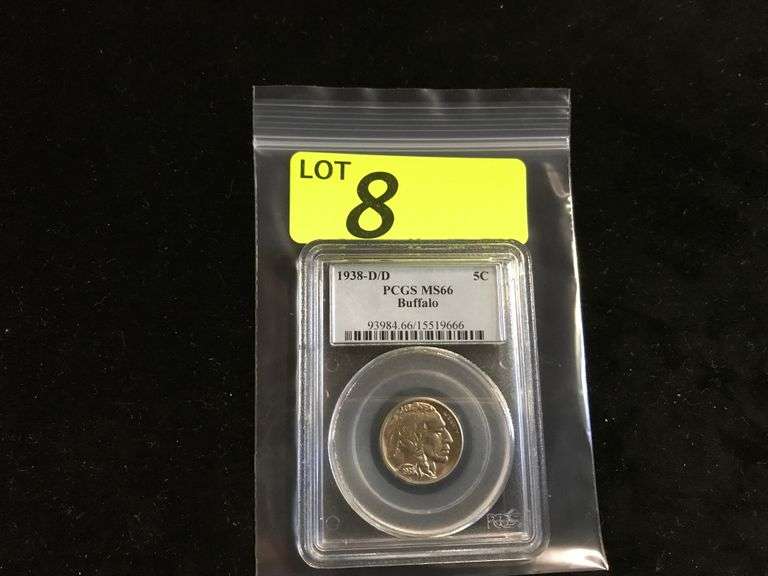 PCGS GRADED 1938-D/D MS66 BUFFALO NICKEL