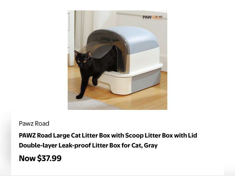 PAWZ Road Large Cat Litter Box with Scoop Litter Box with Lid Double-layer Leak-proof Litter Box for