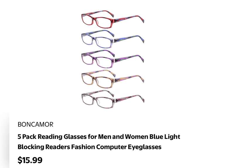 5 Pack Reading Glasses for Men and Women