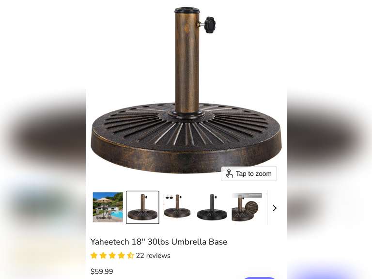 Yaheetech 18'' 30lbs Umbrella Base