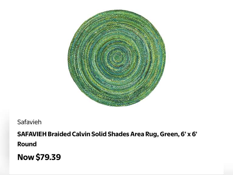 SAFAVIEH Braided Calvin Solid Shades Area Rug, Green, 6' x 6' Round