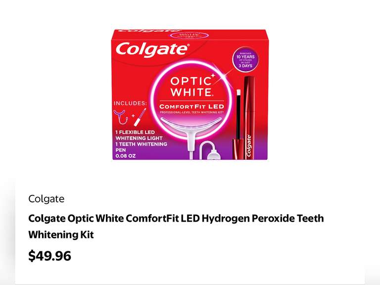 Colgate Optic White ComfortFit LED Hydrogen Peroxide Teeth Whitening Kit
