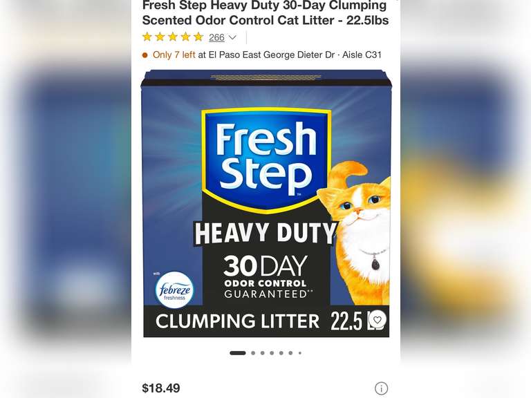 Fresh Step Heavy Duty 30-Day Clumping Scented Odor Control Cat Litter - 22.5lbs