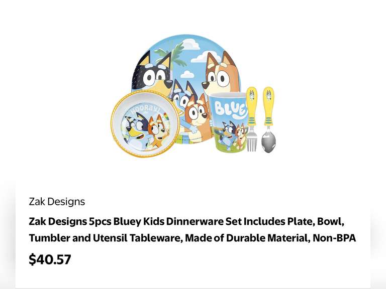 Zak Designs Bluey Kids Dinnerware Set Includes Plate, Bowl, Tumbler