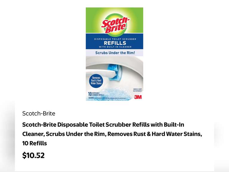 Scotch-Brite Disposable Toilet Scrubber Refills with Built-In Cleaner, Scrubs Under the Rim, Removes