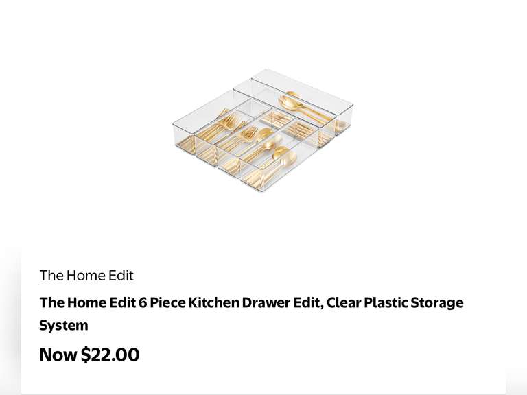 The Home Edit 6 Piece Kitchen Drawer Edit, Clear Plastic Storage System