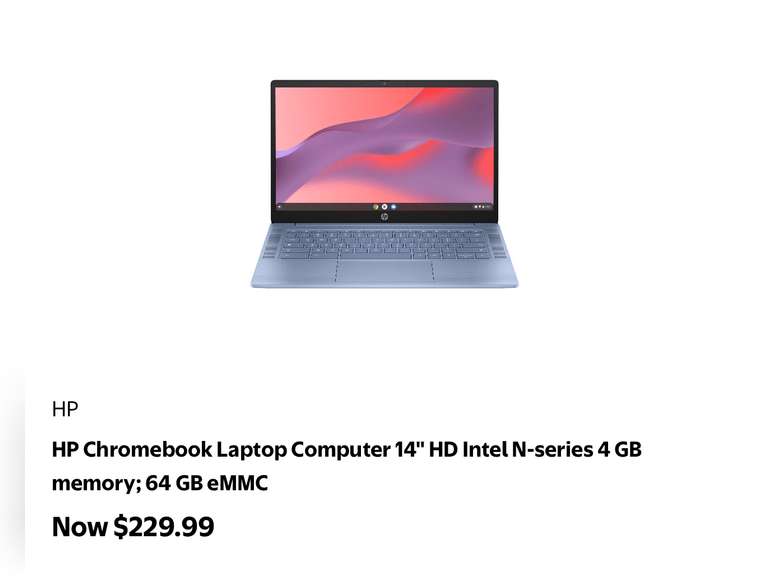 HP Chromebook 14” Sky Blue