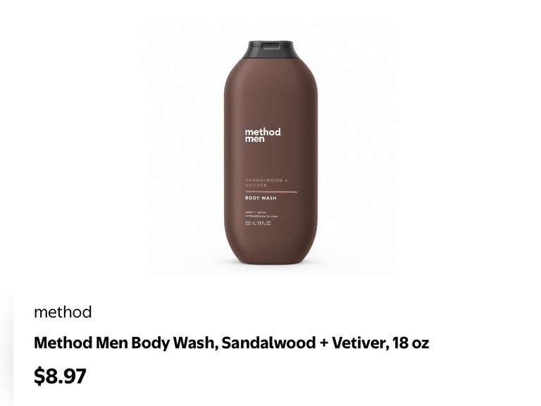 Method Men Body Wash, Sandalwood + Vetiver, 18 oz (3 Pack)