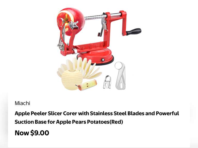 Apple Peeler Slicer Corer with Stainless Steel Blades and Powerful Suction Base for Apple Pears Pota