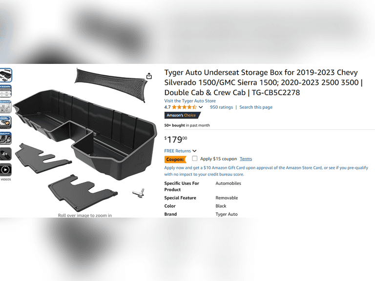 Tyger Auto Underseat Storage Box