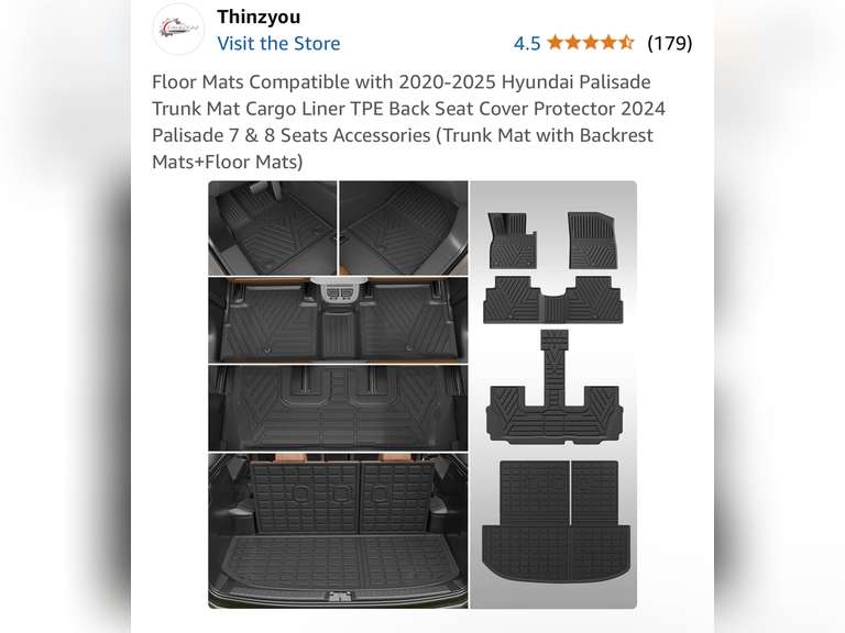 Floor Mats Compatible with 2020-2025 Hyundai Palisade