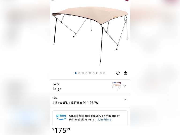 KING BIRD 3-4 Bow Bimini Boat Top Cover Sun Shade Boat Canopy