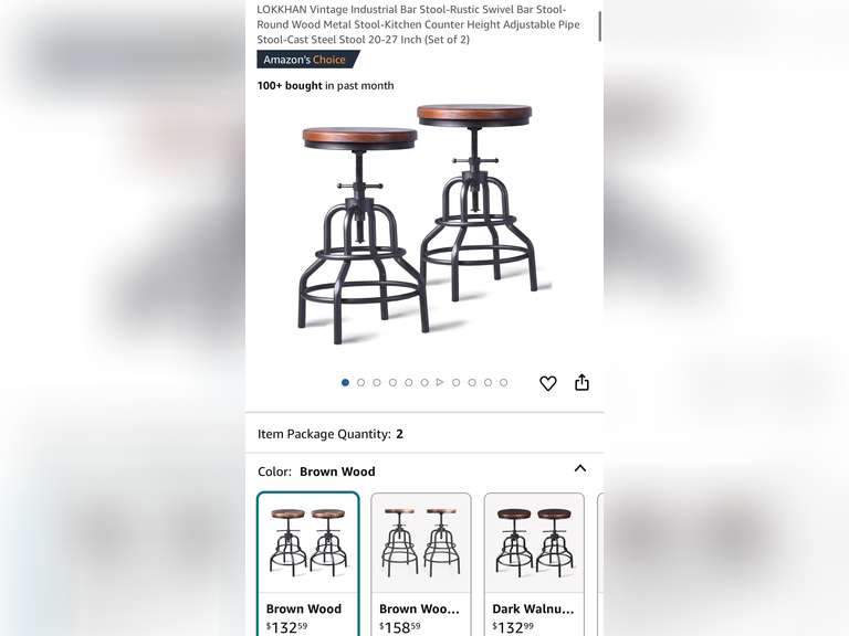 LOKKHAN Vintage Industrial Bar Stool-Rustic Swivel Bar Stools