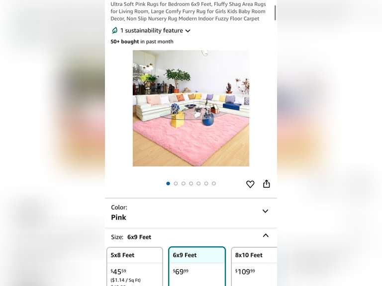 Ultra Soft Pink Rugs for Bedroom 6x9 Ft