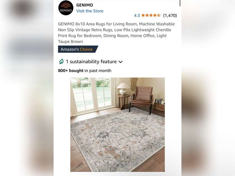 GENIMO 8x10 Area Rugs for Living Room