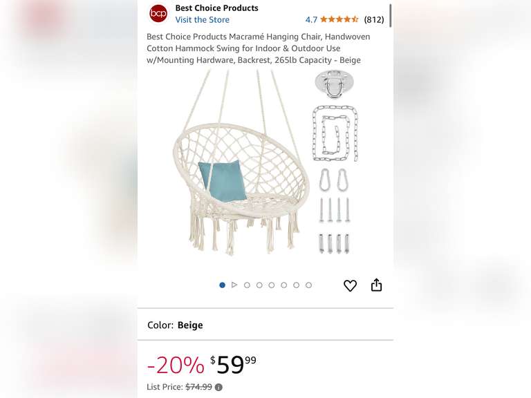 Handwoven Cotton Hammock Swing for Indoor & Outdoor Use