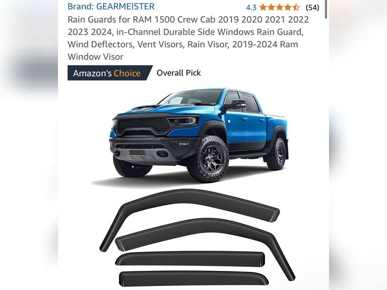 Rain Guards for RAM 1500 Crew Cab