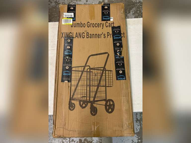 Folding Shopping Cart with 360° Rolling Swivel Wheels & Brakes