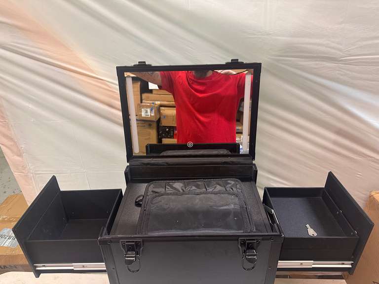 Professional Rolling Makeup Train Case with Vanity