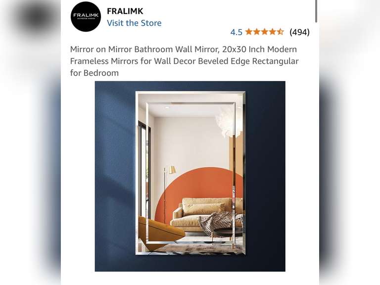 30 x 20 Mirror on Mirror Frameless Rectangular Wall Mirror