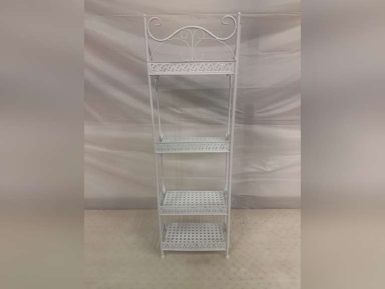 No Assembly Folding, 4 Tier Metal Bookshelf for Storage