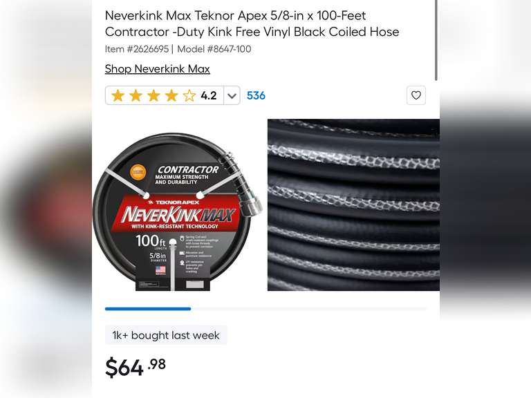 Neverkink Max Teknor Apex 5/8-in x 100-Feet
