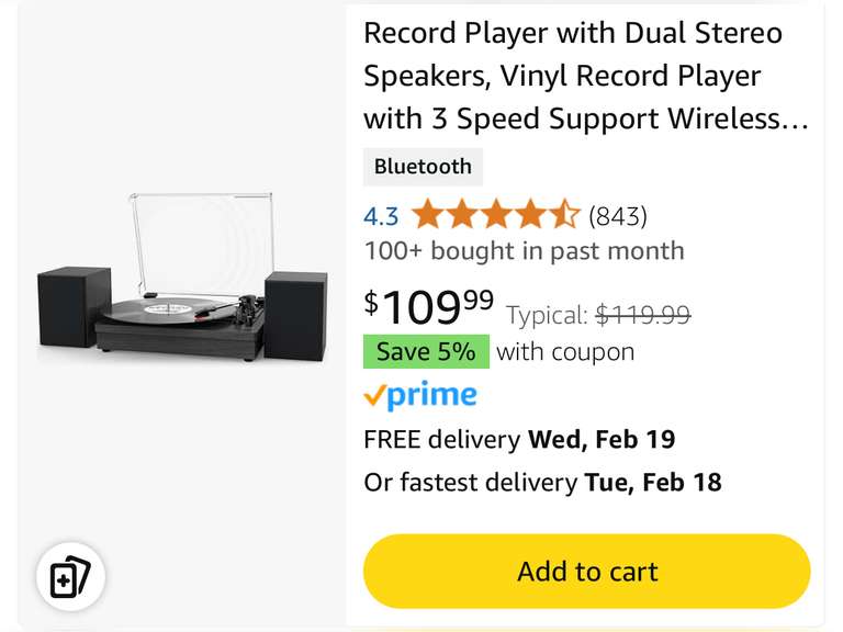 Vinyl Record Player with 3 Speed