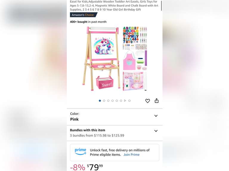 Adjustable Wooden Toddler Art Easel Pink