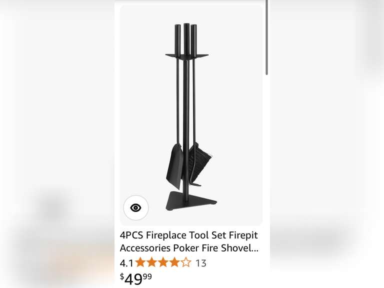 4PCS Fireplace Tool Set Firepit Accessories Poker Fire Shovel Brush Stand Black Cast Iron