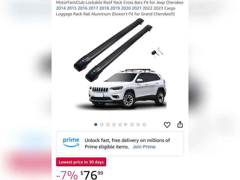 MotorFansClub Lockable Roof Rack Cross Bars Fit for Jeep Cherokee