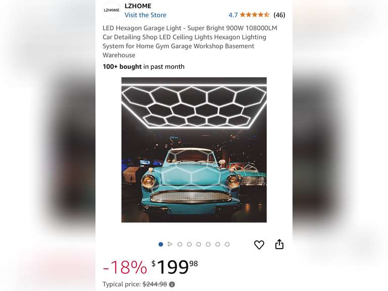 Super Bright 900W 108000LM Car Detailing Shop LED Ceiling Lights Hexagon Lighting