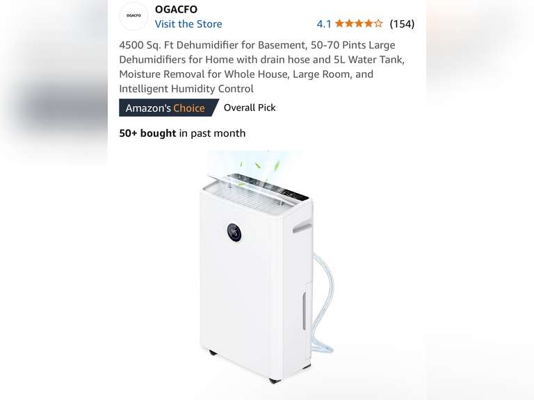 4500 Sq. Ft Dehumidifier for Basement