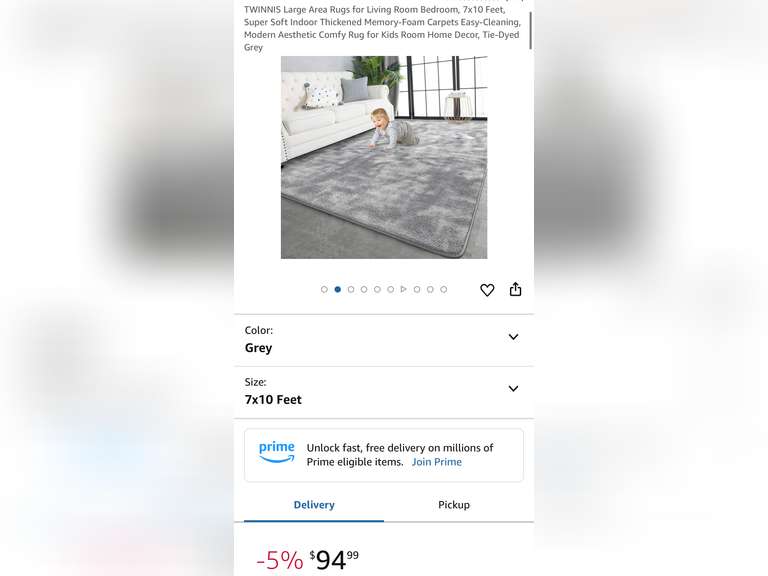 7x10 Feet, Super Soft Indoor Thickened Memory-Foam Carpet